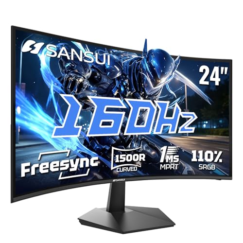 SANSUI 24 Inch Curved 160Hz Gaming Monitor,1500R Curved Gaming Monitor