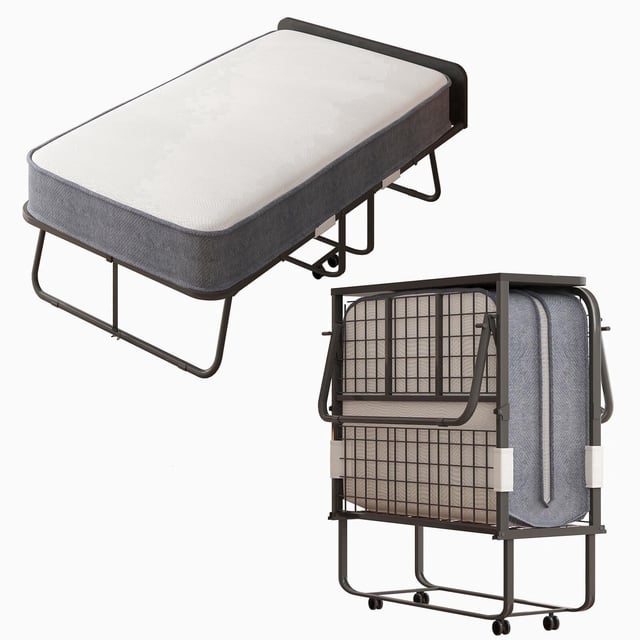 Cecer Folding Twin Size Rollaway Bed with 5" Memory Foam Mattress