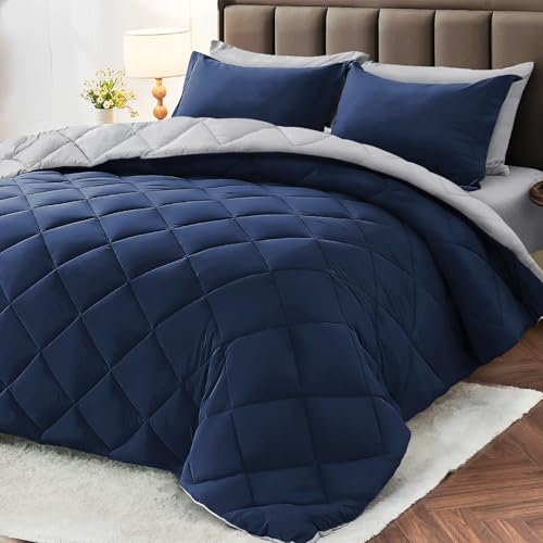 7 Pieces Queen Comforter Set, Reversible Bed in a Bag Queen Size,