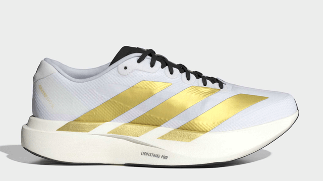 Men's adidas Running Adizero Evo SL Woven Shoes Cloud White / Matte Gold ON SALE