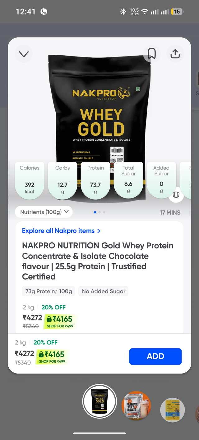 Nakpro gold 2kg deal @3700 effectively use Swiggy card