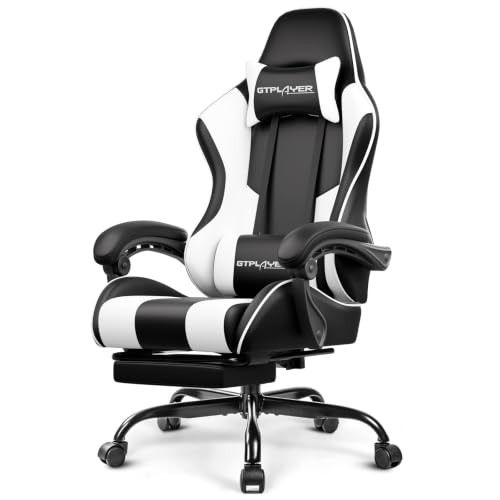 GTPLAYER Gaming Chair, Computer Chair with Footrest and Lumbar Support, Height