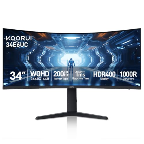 KOORUI 34 Inch 200Hz Ultrawide Curved WQHD 3440×1440p Gaming Monitor 1000R 229.99 [ 36% off ]