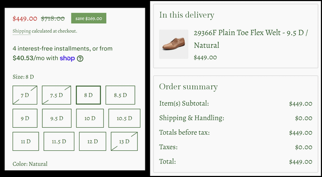 Alden 29366F Plain Toe Flex Welt (partially unlined derby, Barrie last, Natural CXL) 37% off at M. Dumas & Sons