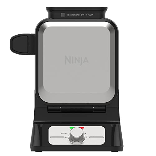 Ninja Belgian Waffle Maker Pro, 5 Shade Settings, Black/Silver, BW1001