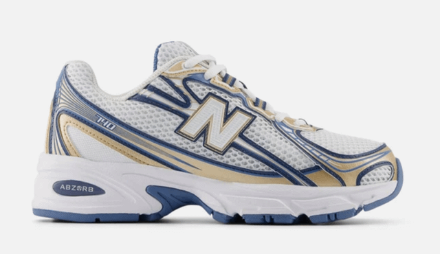 NEW BALANCE 740 HERON BLUE/VINTAGE INDIGO/GOLD METALLIC/SEA SALT ON SALE