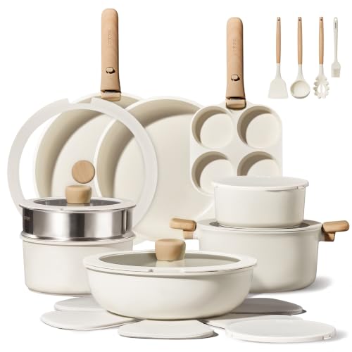 CAROTE 26pcs Pots and Pans Set Non Stick, Cookware Set Detachable Handle