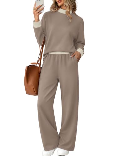 Sampeel Two Piece Sets for Women Color Block Matching Set Cozy Loungewear