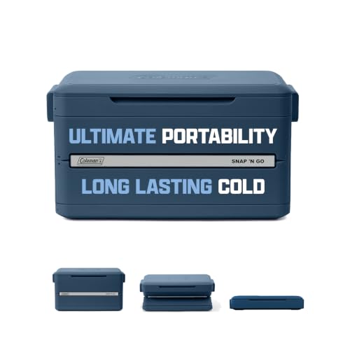 Coleman Snap 'N Go Collapsible Hard Cooler, Sapphire Blue, 55-Quart
