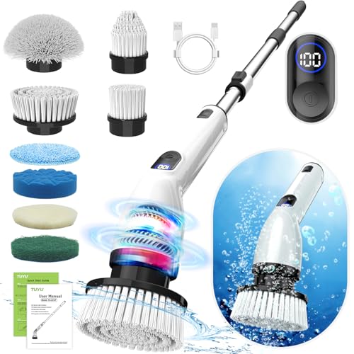 Electric Spin Scrubber,8 Replaceable Brush Heads for Home