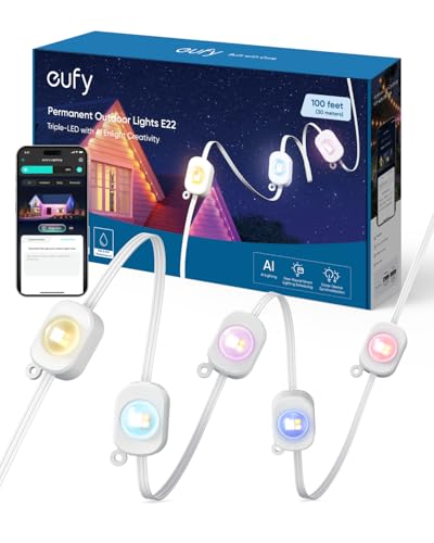 eufy Permanent Outdoor Lights E22, 100ft with 60 Triple-LED Lights