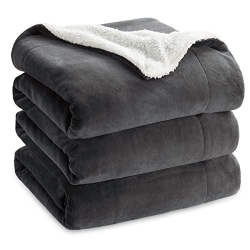 Bedsure GentleSoft Sherpa Fleece Blanket Queen Size for Bed, Non-Heated, Thick