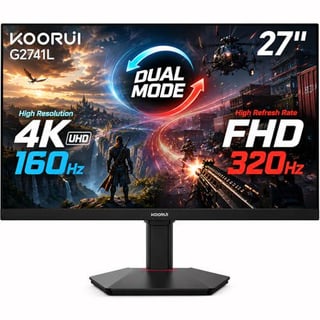 KOORUI 27" 4K Gaming Monitor - Dual Mode UHD 160Hz or FHD 320Hz, Fast IPS 1ms, FreeSync Premium & G-SYNC Compatible, HDMI 2.1/DP 1.4, HDR400, Height/Pivot/Tilt Adjustable, PC & Console Ready, G2741L Now