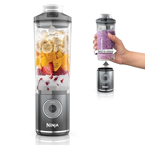 Ninja Blast Max Portable Blender, Twist & Go, 22oz, Grey, BC251GY