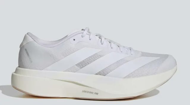 Men's adidas Running Adizero Evo SL Shoes White / Warm Sandstone ON SALE
