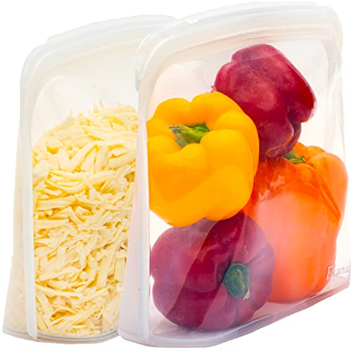 Elkanah Reusable Silicone Freezer Bags, XL 1-Gallon (Set of 2), Oven Safe