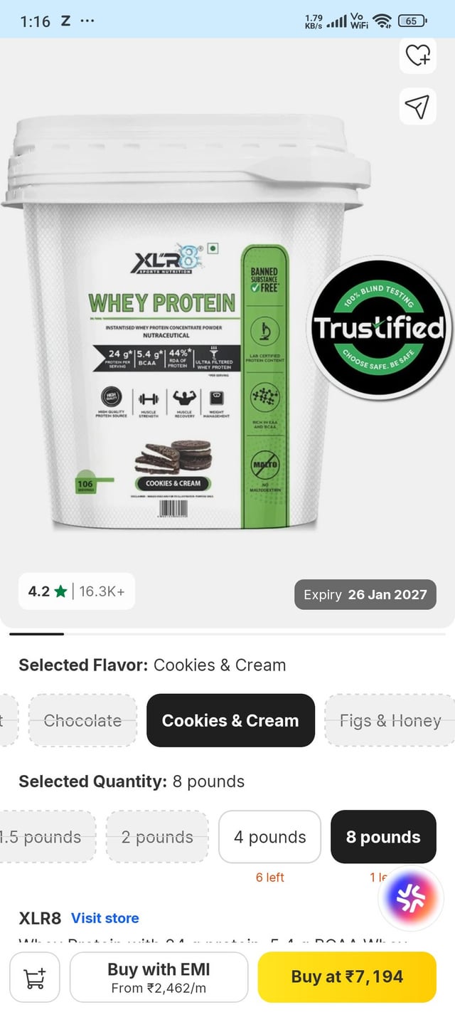 Deal! 4kg xlr8 tub for 7k can be bought for 6.5k with cc flipkart