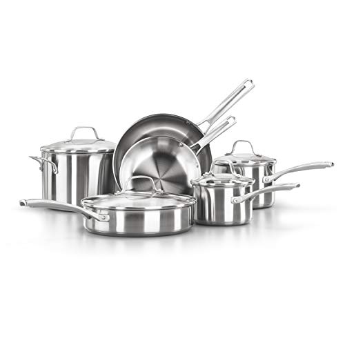 Calphalon Classic Stainless Steel Cookware Set, 10-Piece, Impact-Bonded Aluminum