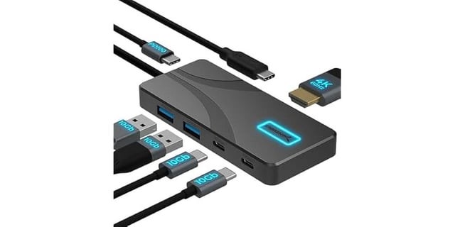 Refurb SABRENT USB C Hub 5-in-1 Docking Station, 10Gbps USB-A & USB-C Ports, 4K HDMI Output, 100W PD Input, 80W Charging