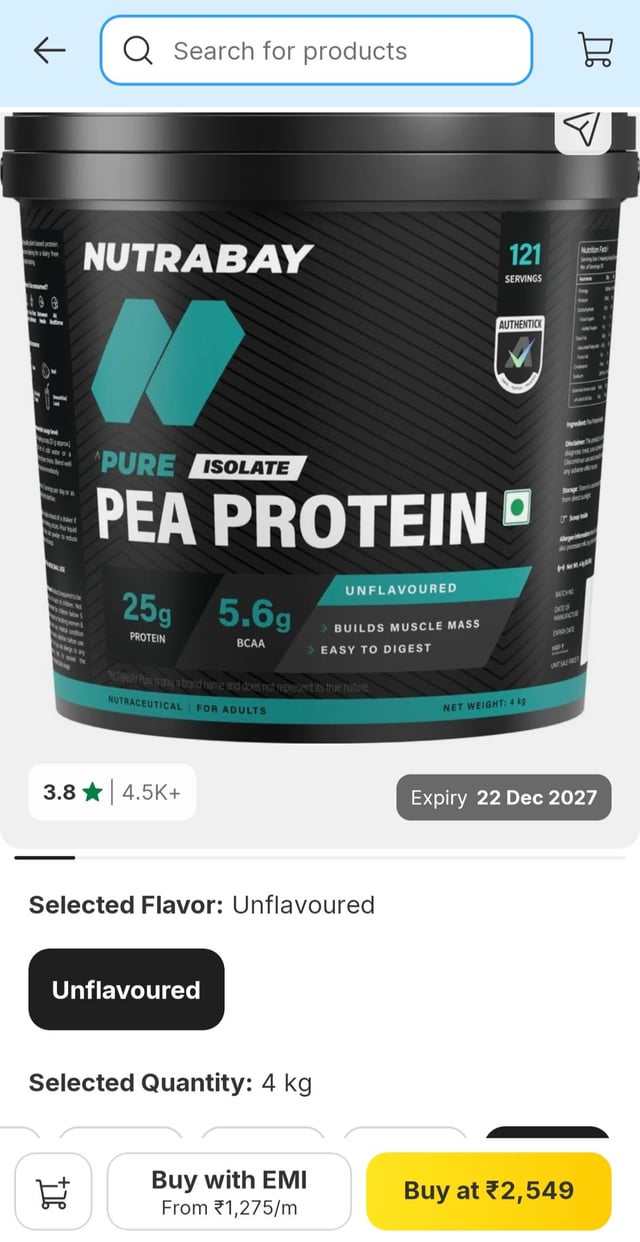 Nutrabay 4kg at 2,549-/ payment coupon also there
