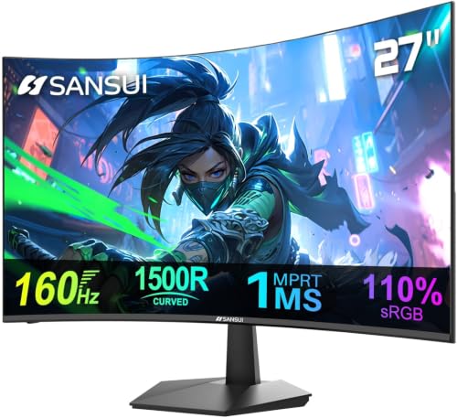 SANSUI Curved Monitor 27 inch 120Hz USB Type-C Computer Monitor
