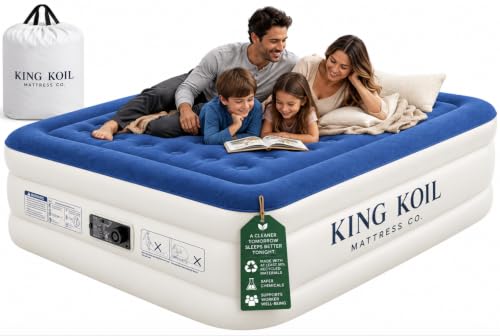 King Koil Air Mattress Queen with Built-in Pump, Raised Airbed