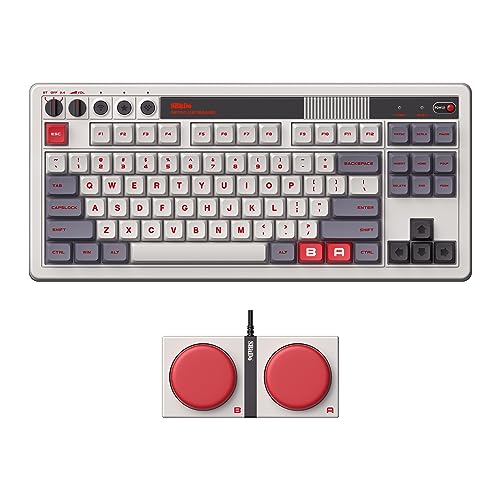 8Bitdo Retro Mechanical Keyboard, Bluetooth/2.4G/USB-C Hot Swappable Gaming Keyboard with 87 Keys is