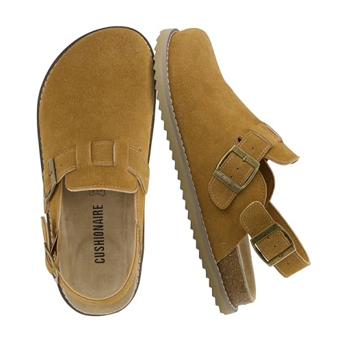 CUSHIONAIRE Brooklyn Genuine Suede Slingback Clogs for Women with Buckle