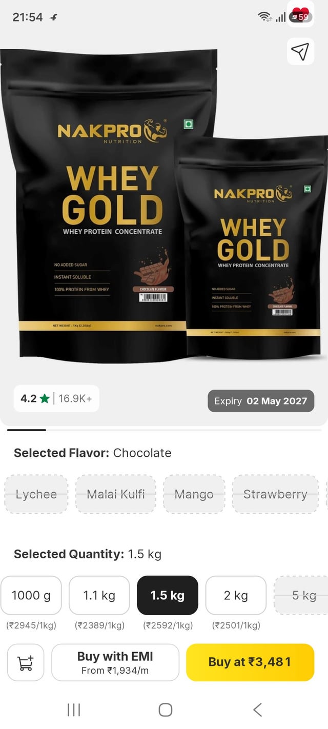 Nakpro whey gold 1.5kg at Rs. 3481 on flipkart. Deal?
