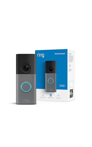 Ring Wired Doorbell 2K (newest model), Retinal 2K with wide-angle video, up