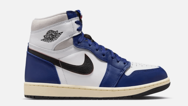 AIR JORDAN 1 RETRO HIGH OG RARE AIR WHITE/BLACK/NEUTRAL GREY/DEEP ROYAL BLUE ON SALE