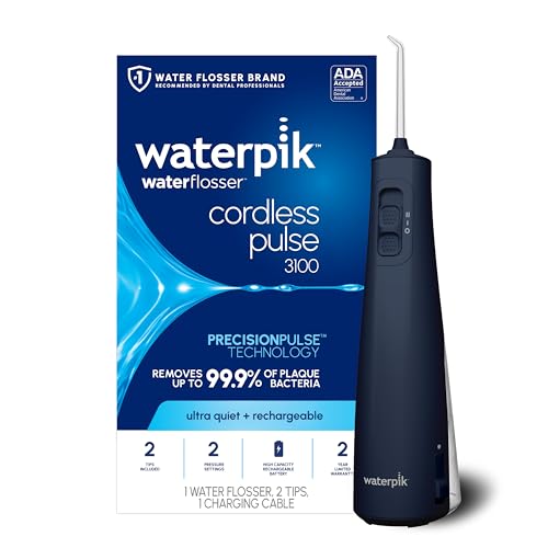 Waterpik Cordless Pulse 3100 Portable Water Flosser, Rechargeable, Blue