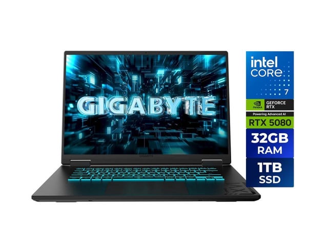 Gigabyte Gaming A16 Pro Gaming Laptop (2025): 16" (2560 x 1600) 165Hz IPS Display, Intel Core 7 240H, NVIDIA RTX 5080, 32GB RAM, 1TB SSD, Now