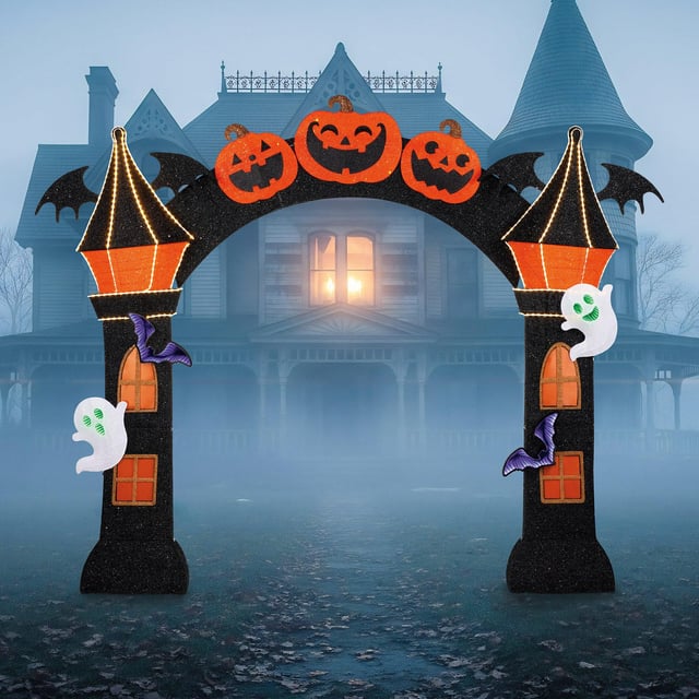 9.75' Halloween Arch with Infinity Mirrors and Twinkle Lights (#1929719)