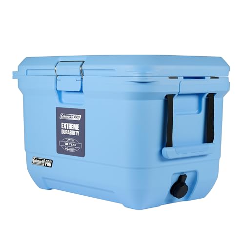 Coleman Pro 45-Quart Hard Cooler with Wheels, Blue Sky