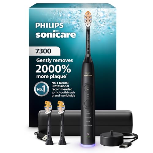 Philips Sonicare 7300 Rechargeable Electric Toothbrush, 3 Brush Head, Black